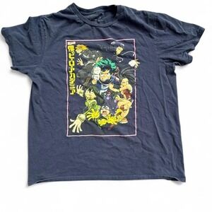 My Hero Academia Anime TShirt  Men's L Navy Blue Deku Izuku Midoriya Graphic Tee
